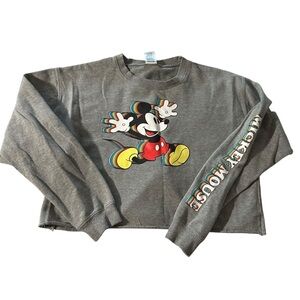 Disney Mickey Mouse women's size large cropped raw hem sweatshirt